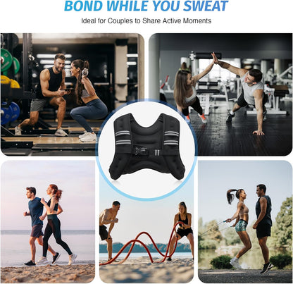 Chaleco lastrado de 2,7 kg, 3,6 kg, 5,4 kg, 7,6 kg, 9,1 kg, 11,4 kg y 13,6 kg con banda reflectante para entrenamiento, entrenamiento de fuerza, correr, fitness, musculación, pérdida de peso y levantamiento de pesas.