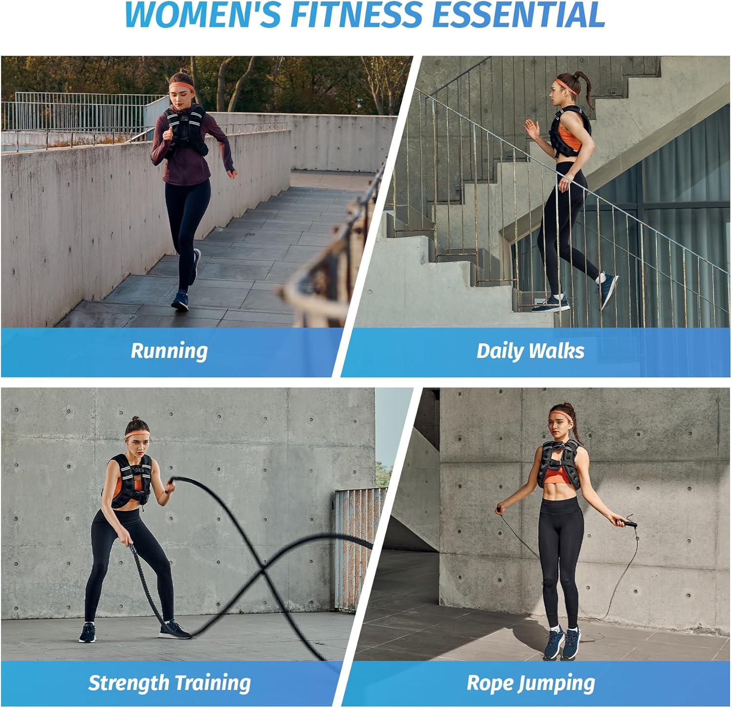 Chaleco lastrado de 2,7 kg, 3,6 kg, 5,4 kg, 7,6 kg, 9,1 kg, 11,4 kg y 13,6 kg con banda reflectante para entrenamiento, entrenamiento de fuerza, correr, fitness, musculación, pérdida de peso y levantamiento de pesas.